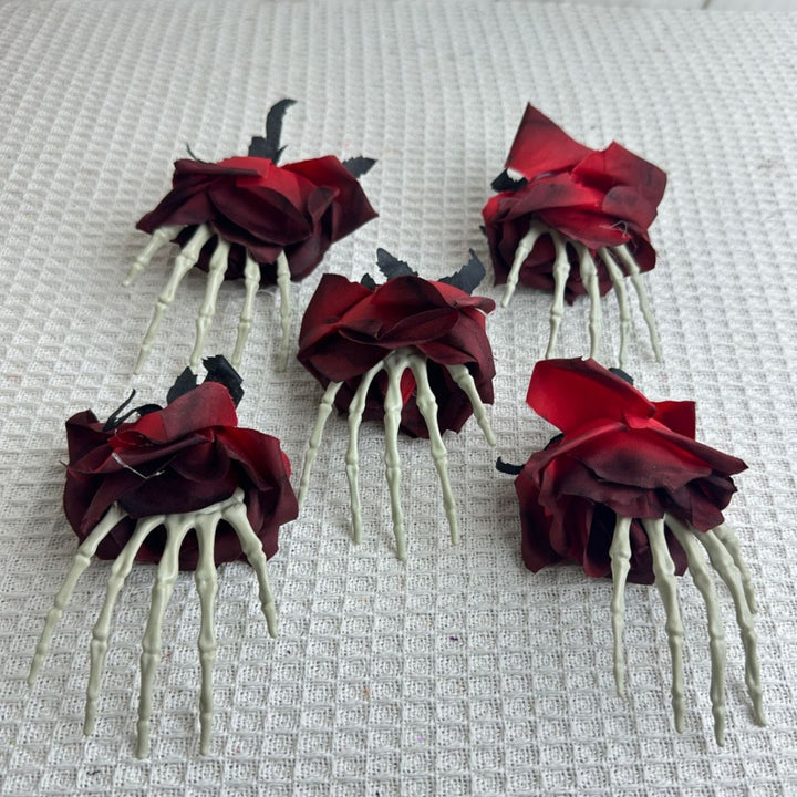 Set of delicate fabric rose hair clips for bridal and festive hairstyles