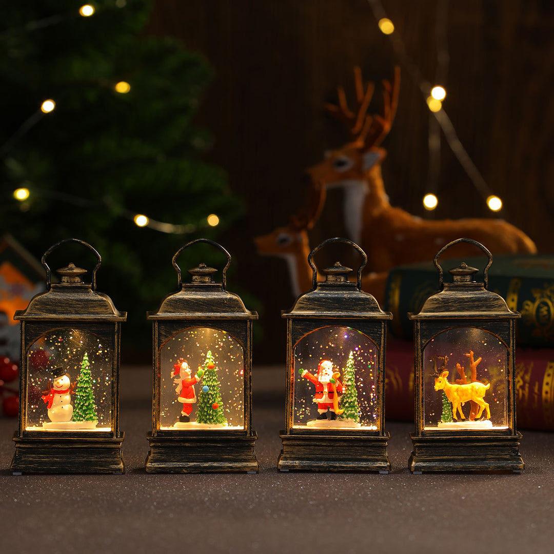 Nostalgic Snowman Lantern with Glitter Effects Kalsten