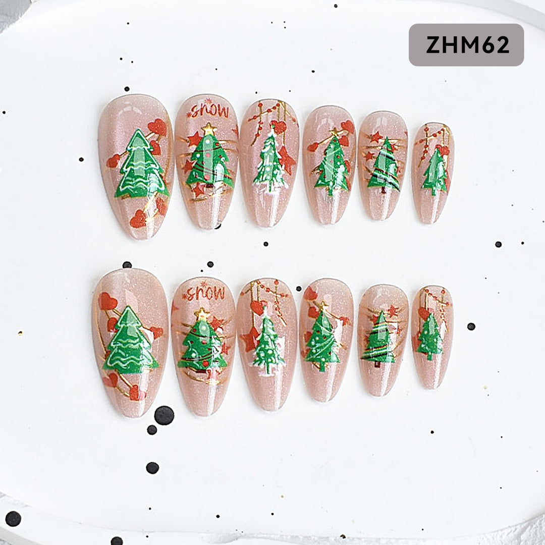 Festive Tree-Themed Press-On Nail Set Kalsten