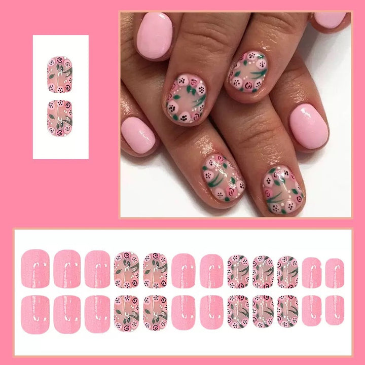 Artificial Nail Set with Playful Floral Designs Kalsten