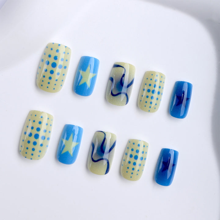 Creative Geometric and Colorful Patterns False Nails Kalsten