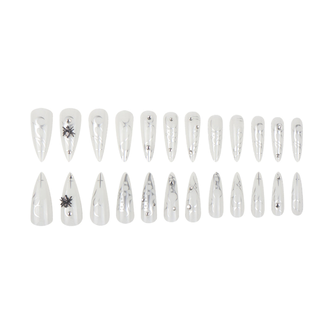 Elegant Stiletto Press-On Nails with Metallic Design Kalsten