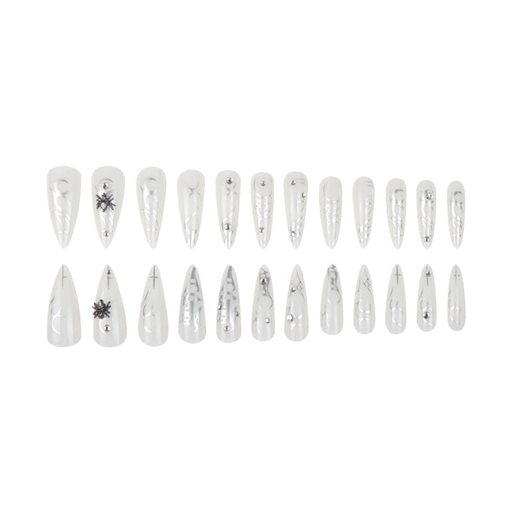 Elegant Stiletto Press-On Nails with Metallic Design Kalsten