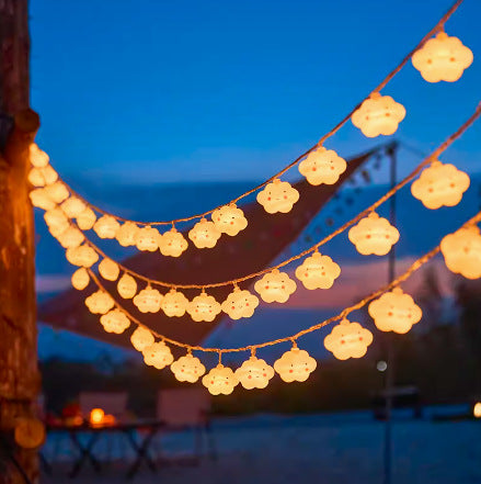 Warm White Star And Globe LED String Garland With Battery Pack And Weatherproof Bulbs Kalsten