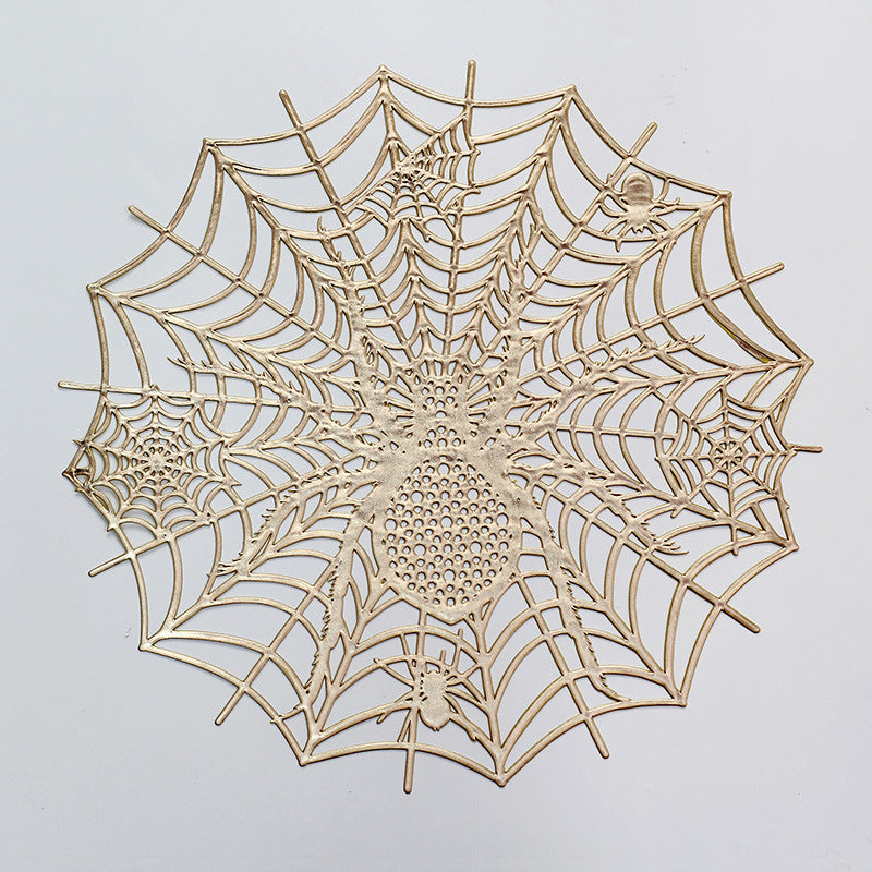 Filigree Halloween Table Decoration Spider Web Placemat made of flexible plastic