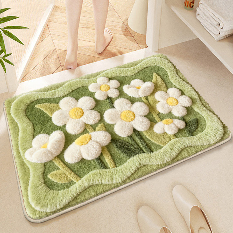 Floral-Themed Soft Microfiber Bath Mat