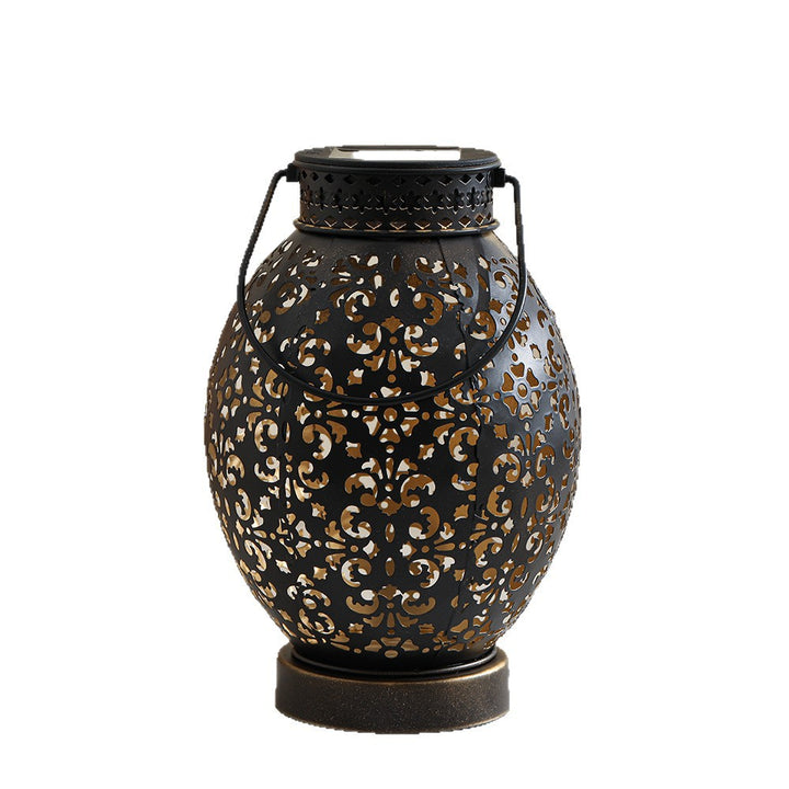 Moroccan-Style Cutwork Metal Candle Lantern with Hanging Handle Kalsten