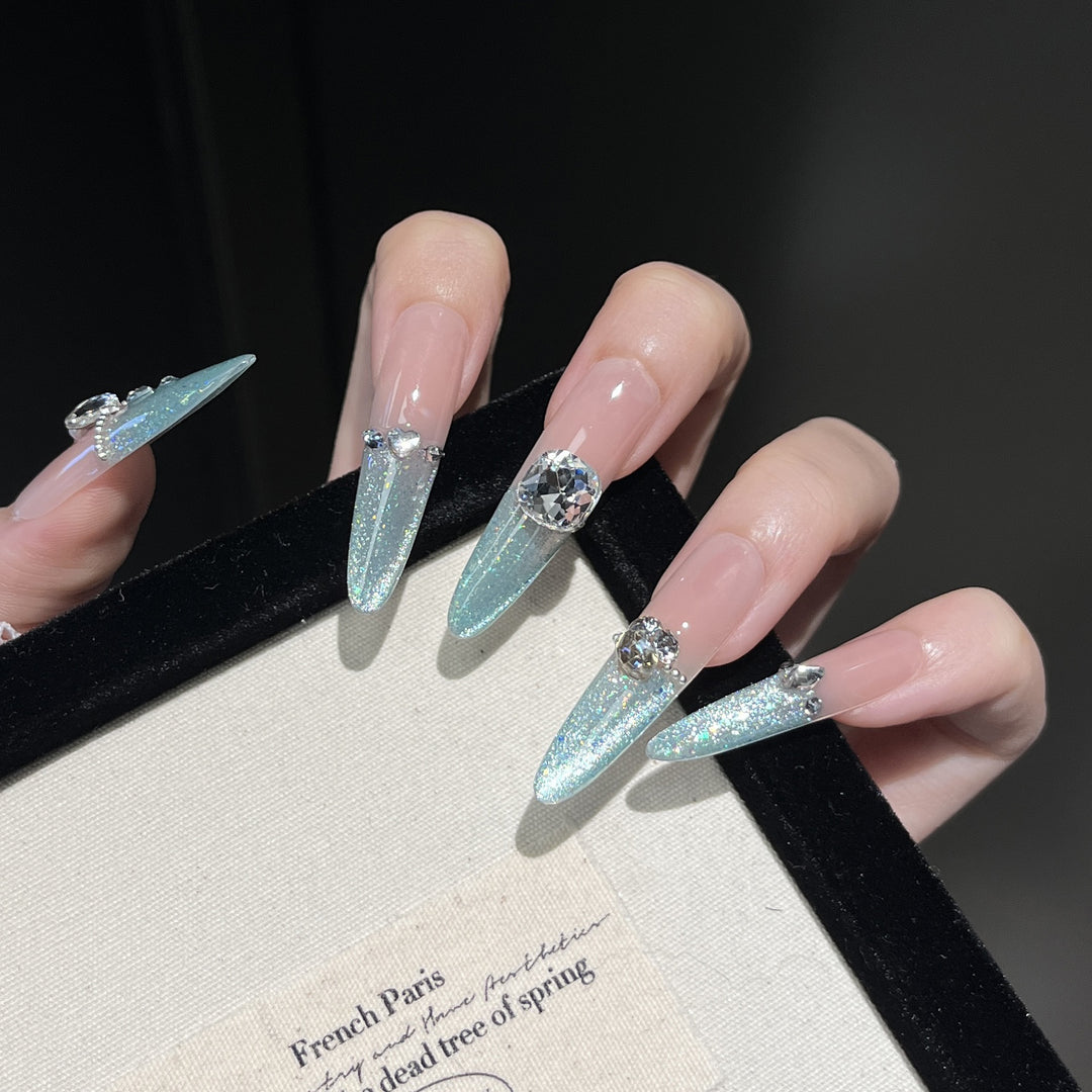 Glamorous Crystal-Embellished Stiletto Press-On Nail Extensions Kalsten
