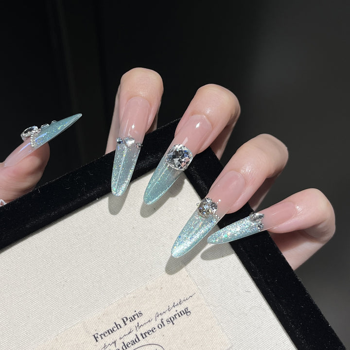 Glamorous Crystal-Embellished Stiletto Press-On Nail Extensions Kalsten