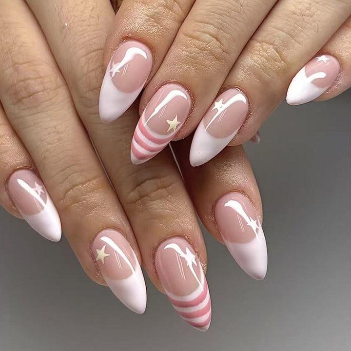 Decorative Almond-Shaped Press-On Nails Kalsten