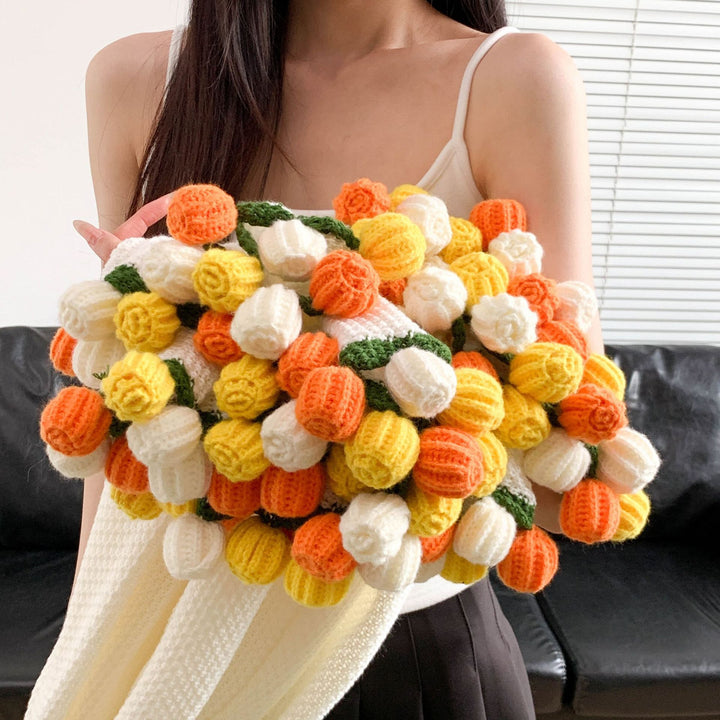 Cozy flower knit scarf Kalsten