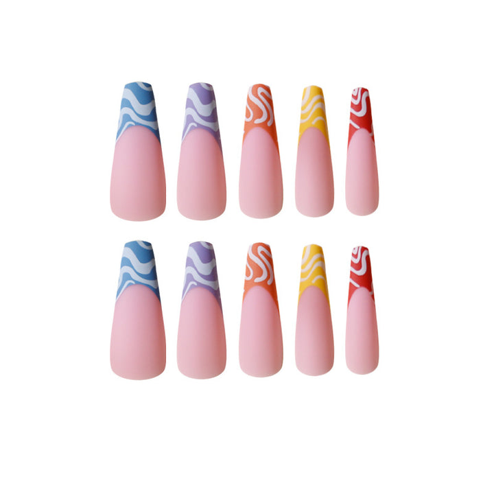Artful Nail Extensions with Modern Color Pattern Kalsten