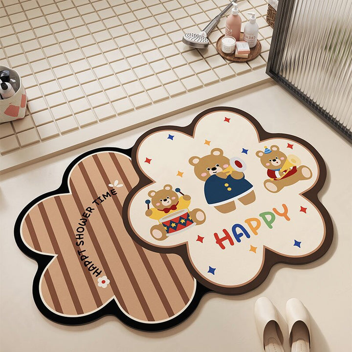 Playful Bear-Themed Plush Bath Mat