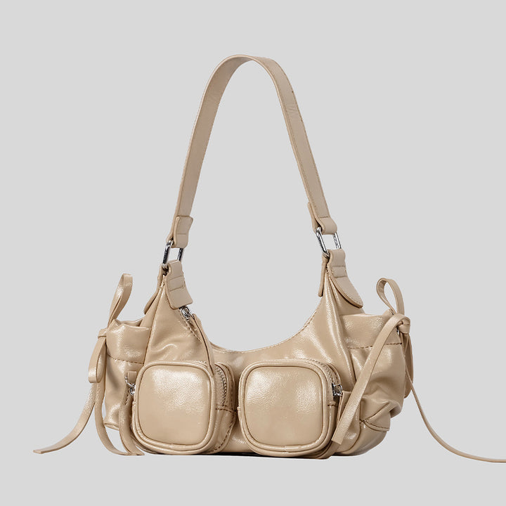 Multi-Pocket Leather Handbag