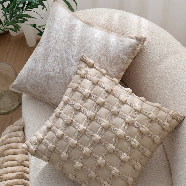Decorative pillowcase with knotted grid relief and fine cotton look Kalsten