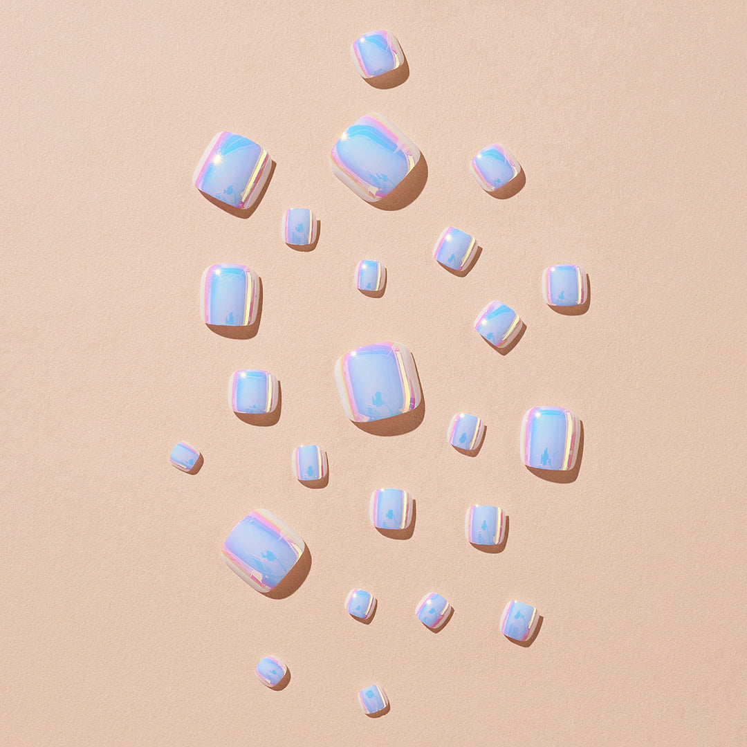 Artistic Press-On Nail Set with Iridescent Finish kalsten