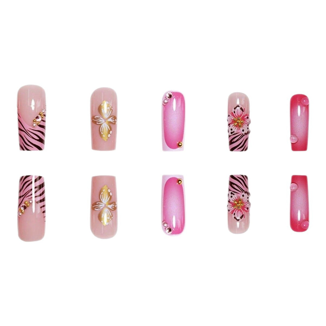 Artistic Floral Acrylic Nail Art Kalsten