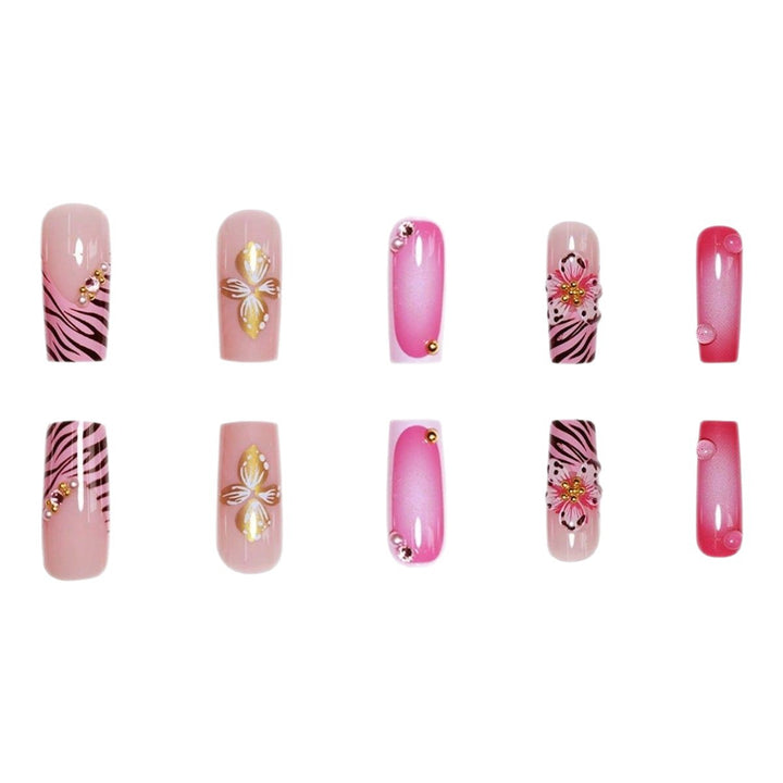 Artistic Floral Acrylic Nail Art Kalsten