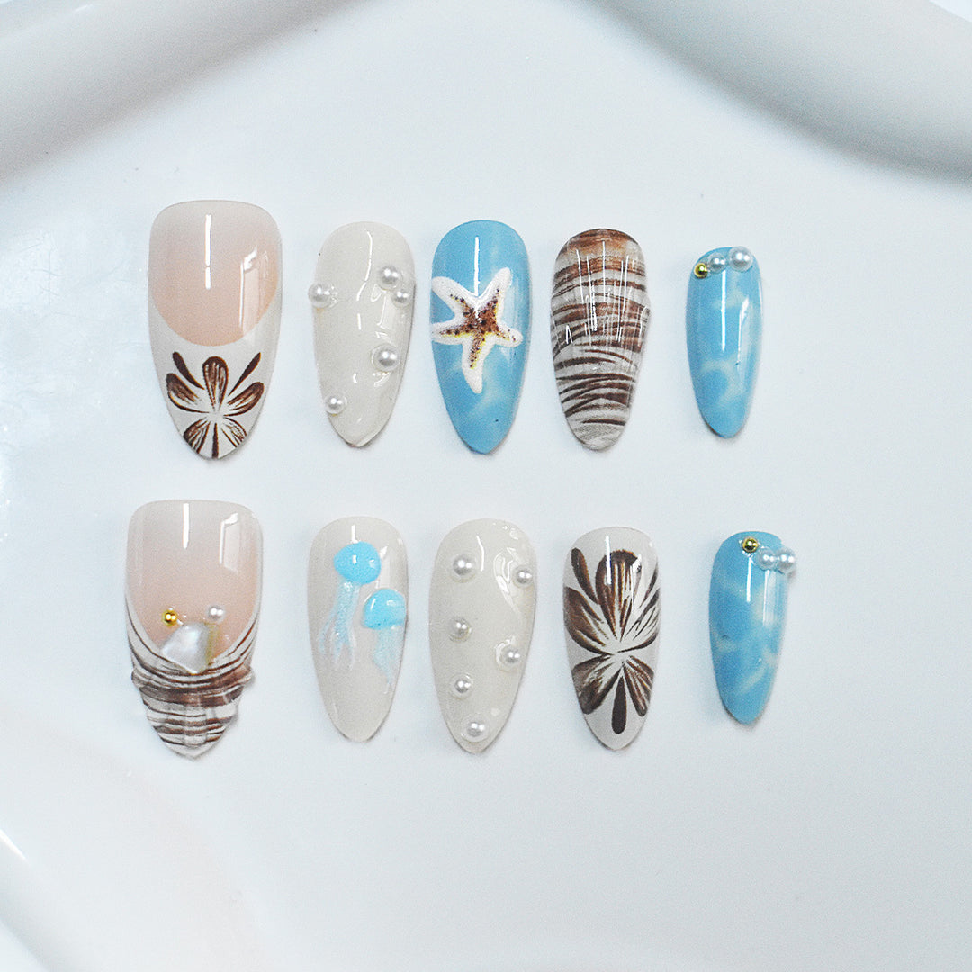 Seashell-Themed Press-On Nail Extensions Kalsten