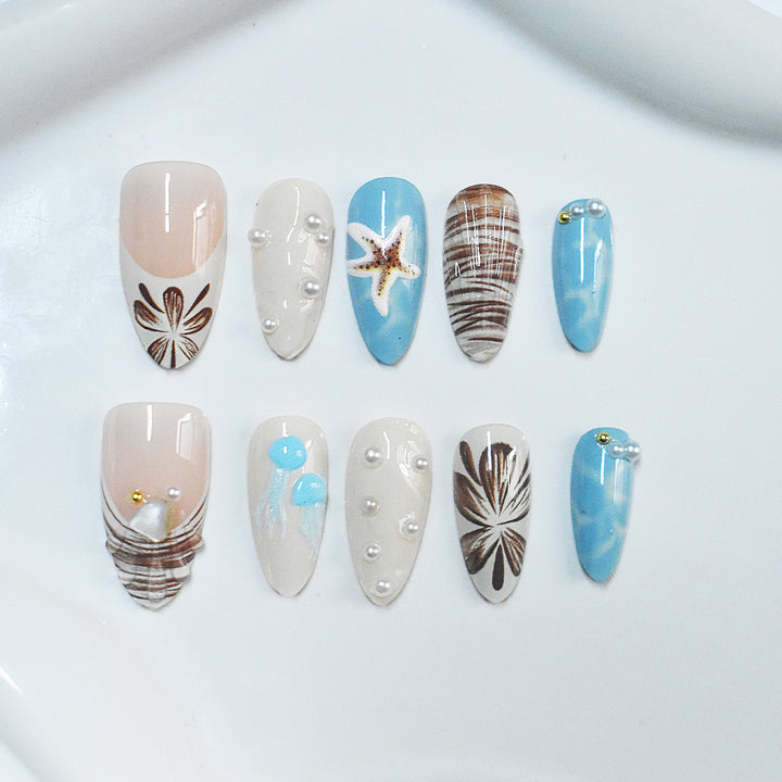 Seashell-Themed Press-On Nail Extensions Kalsten