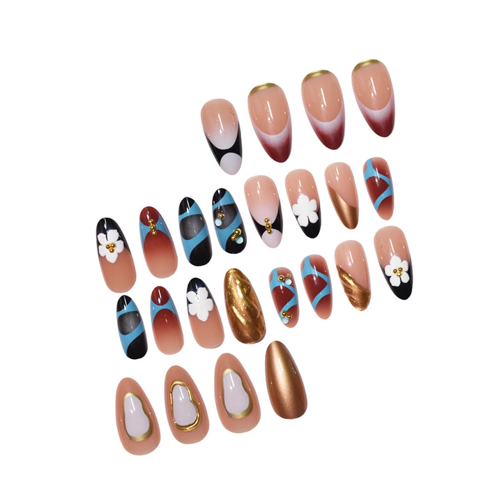 Artistic 3D Floral Press-On Nail Design Kalsten