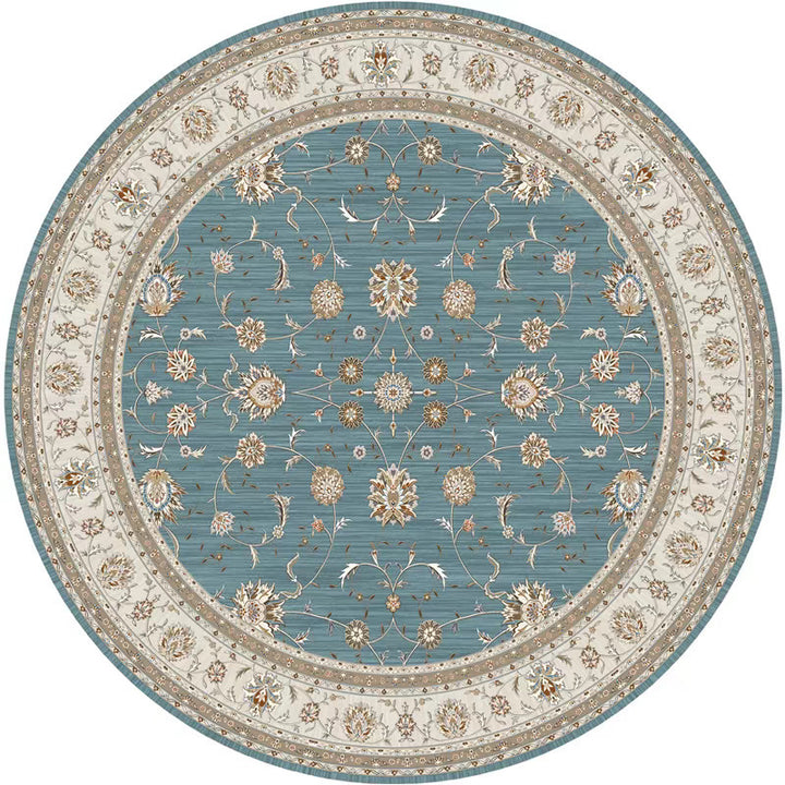Round Vintage Floral Area Rug