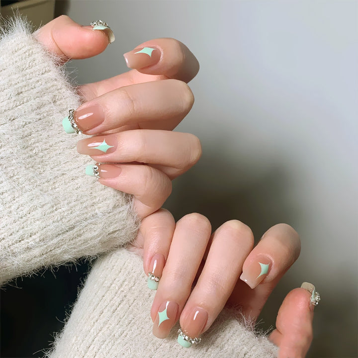 Acrylic nail set with elegant geometric decorations Kalsten
