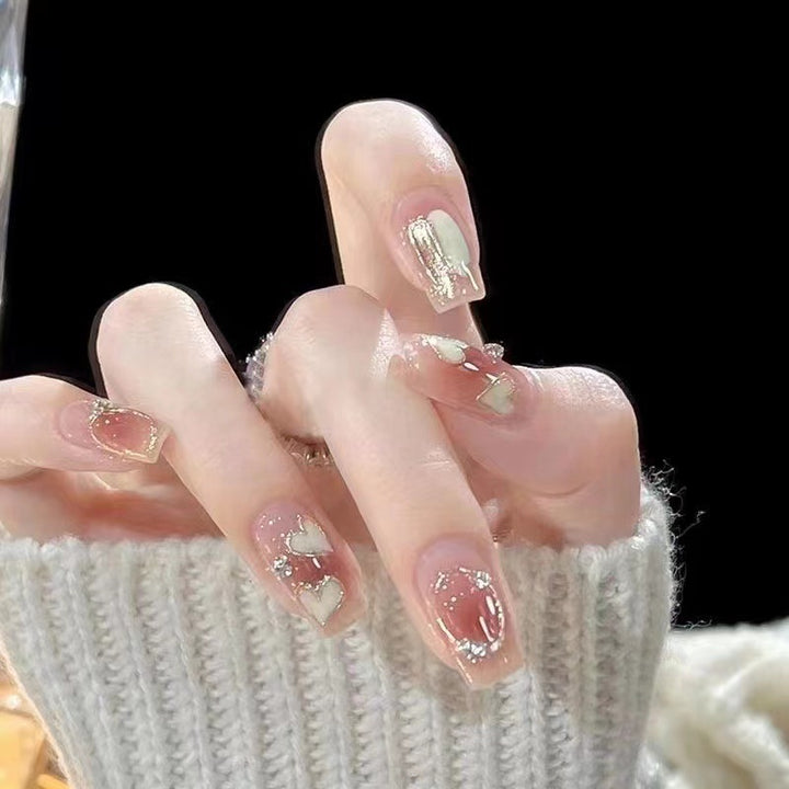 Decorative Heart and Glitter Press-On Nails  1791106435