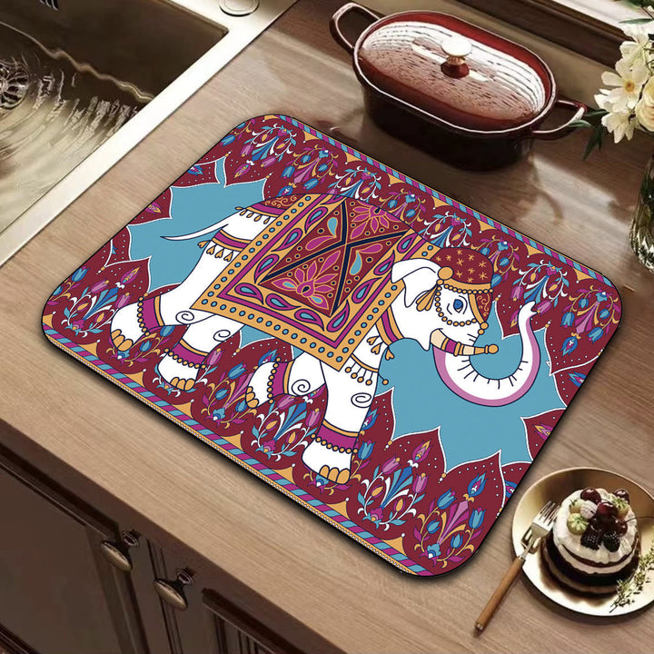 Elephant-Themed Kitchen Mat