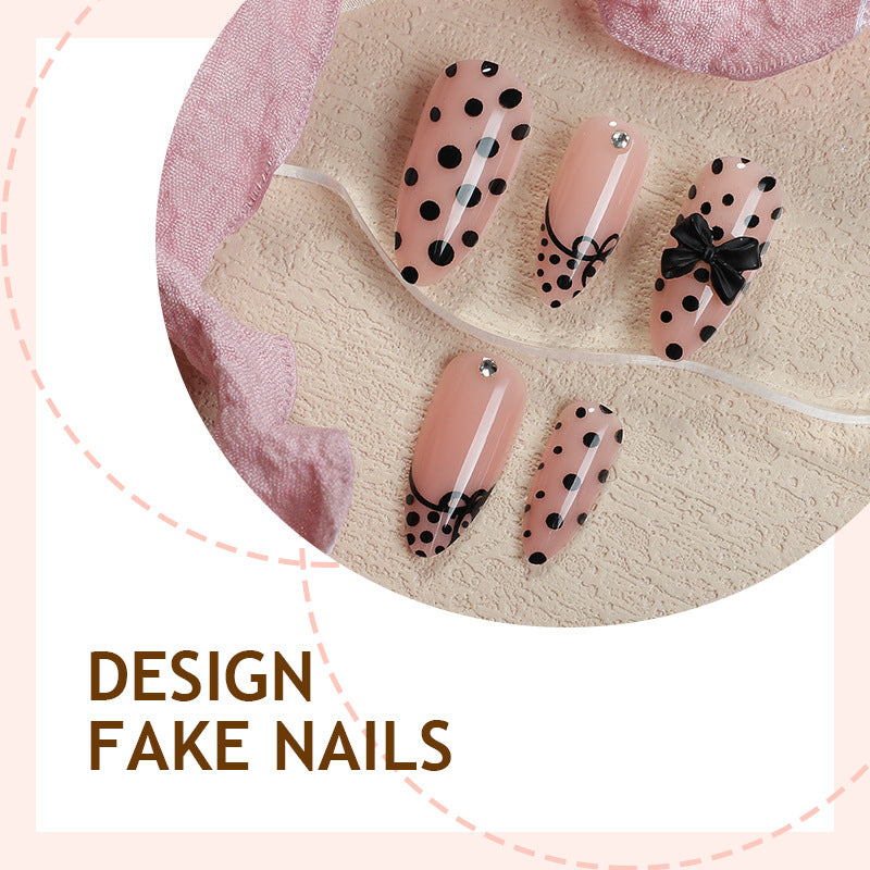 Creative nail art set with elegant dots and bow decorations Kalsten
