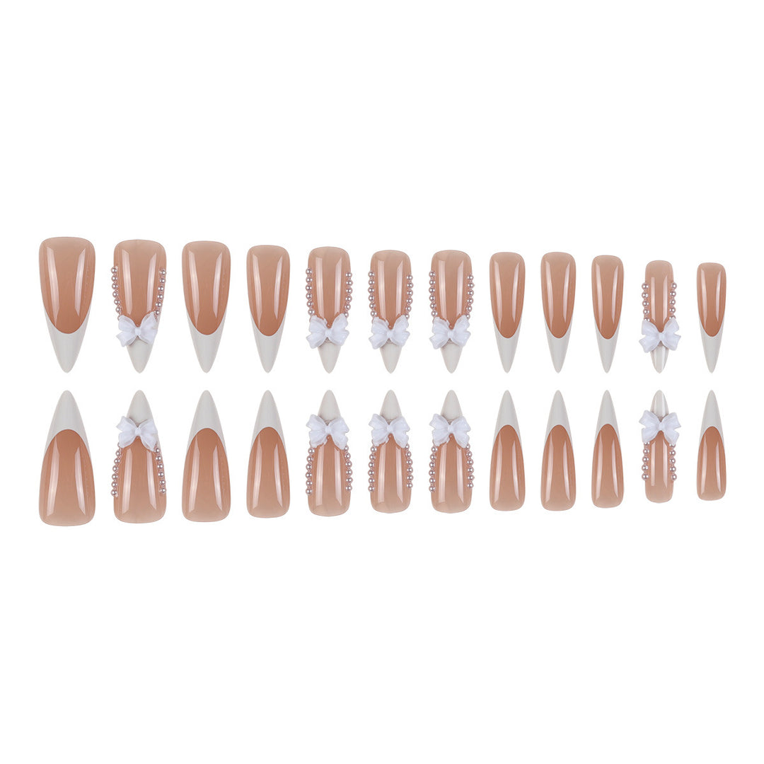 Stiletto Press-On Nails with Decorative Bow Accents Kalsten