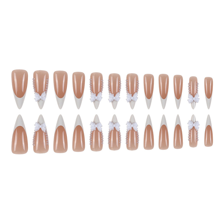 Stiletto Press-On Nails with Decorative Bow Accents Kalsten