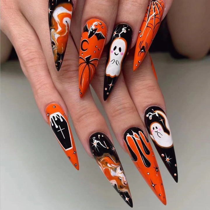 Halloween Themed Stiletto Press-On Nails Kalsten