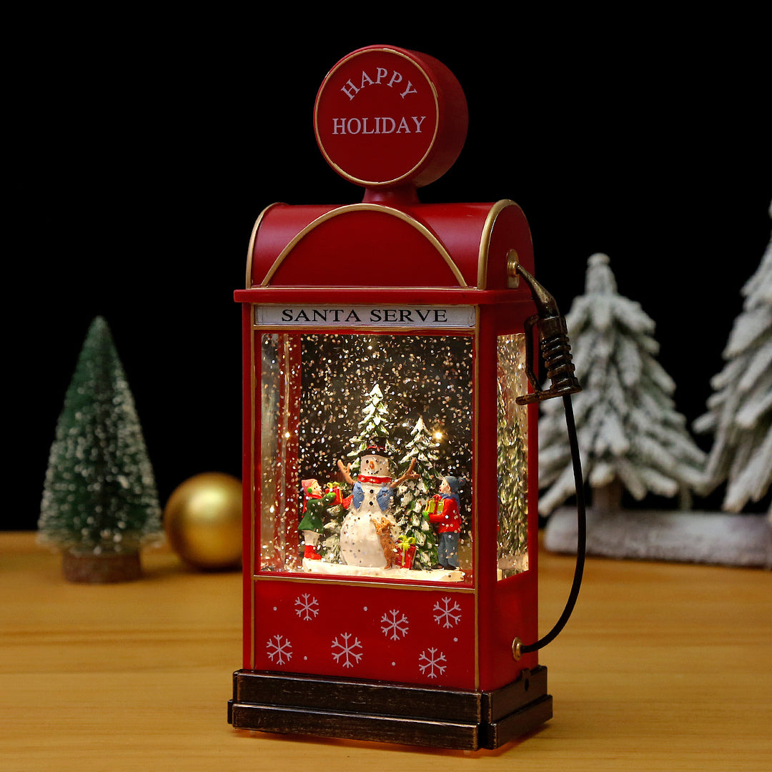 Nostalgic Christmas lantern with moving snowman scene Kalsten