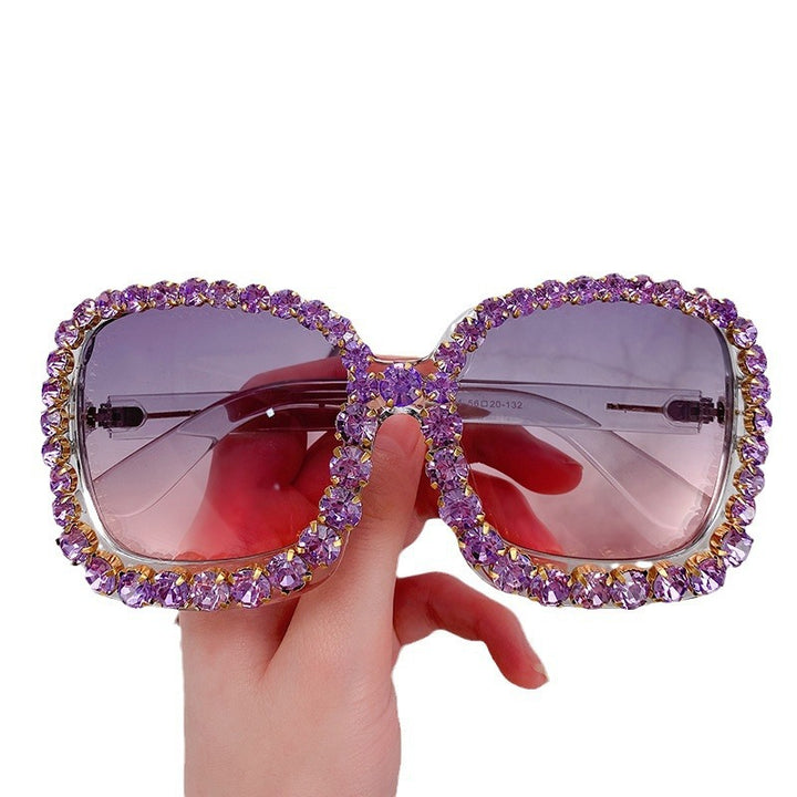 Glamorous Rhinestone-Embellished Oversized Sunglasses Kalsten