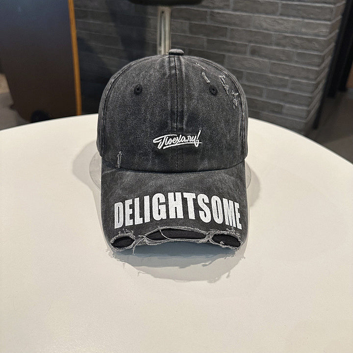 Distressed Denim Graphic Baseball Cap
