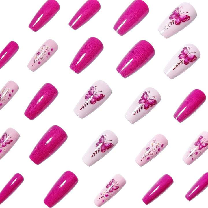 Glittering artificial nails with butterfly motif Kalsten