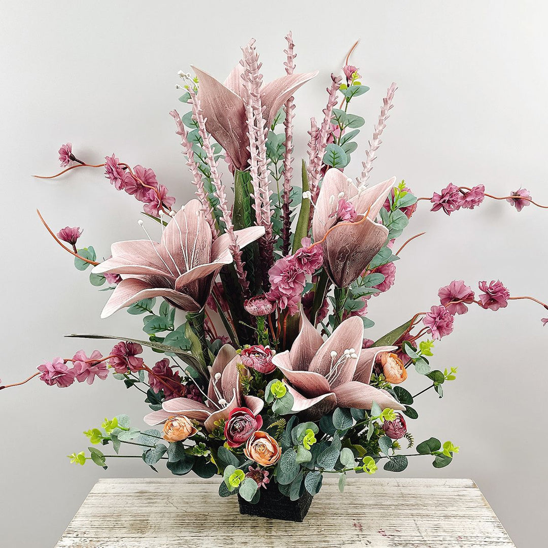 Lifelike Floral Arrangement in Decorative Ceramic Vase