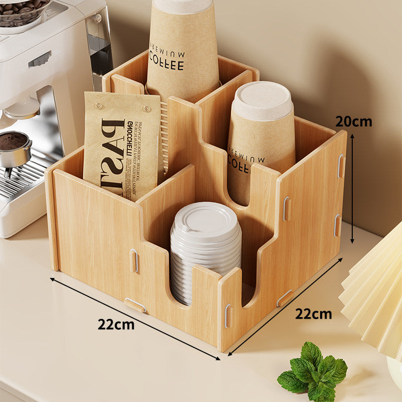 Multi-Tier Countertop Coffee Station Organizer with Modular Dividers
