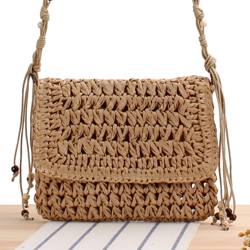 Braided Natural Material Handbag with Playful Fringes Kalsten