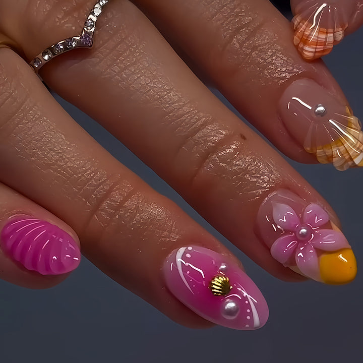 Artistic Shell-Inspired Press-On Nail Set Kalsten