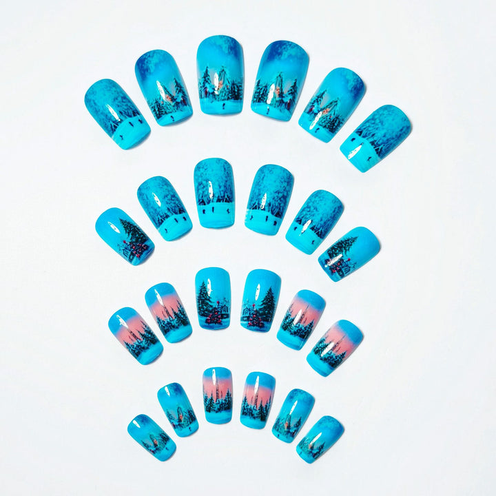 Artificial nails with festive winter landscape design Kalsten
