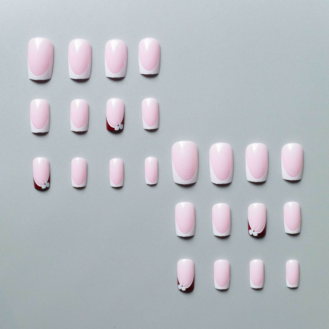 Creative Floral French Tip Nail Art Set