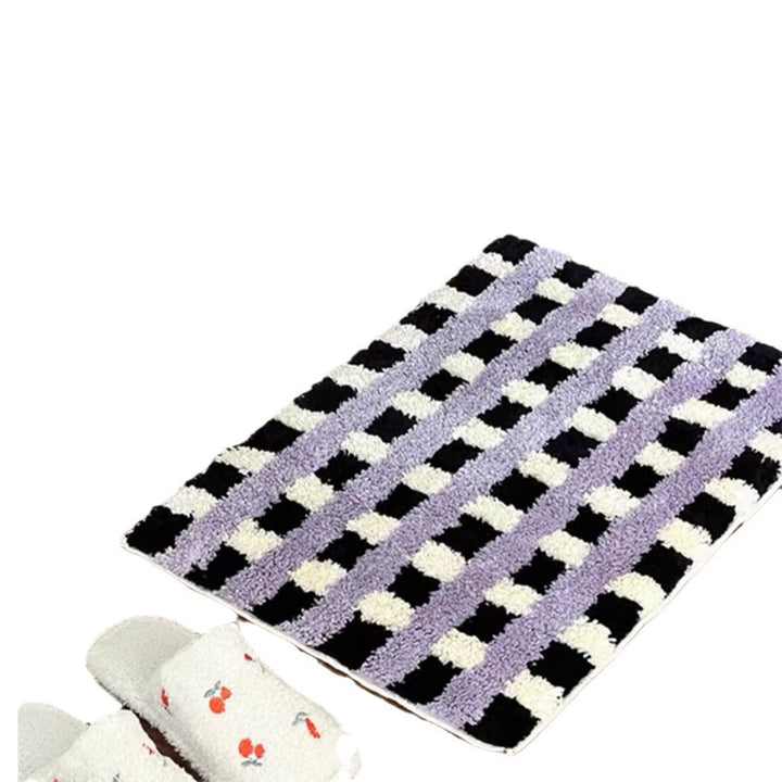Cozy Checkered Shaggy Bath Mat Kalsten