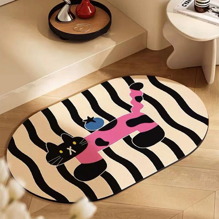 Artistic Cat-Themed Area Mat for Home Decor