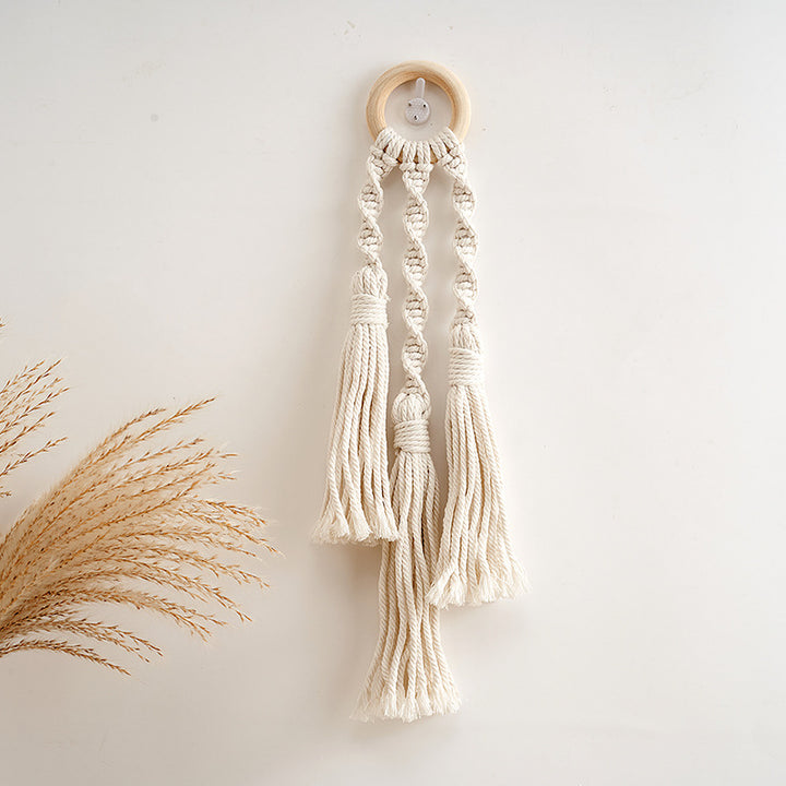 Decorative Macrame Wall Hanger with Wooden Ring Kalsten