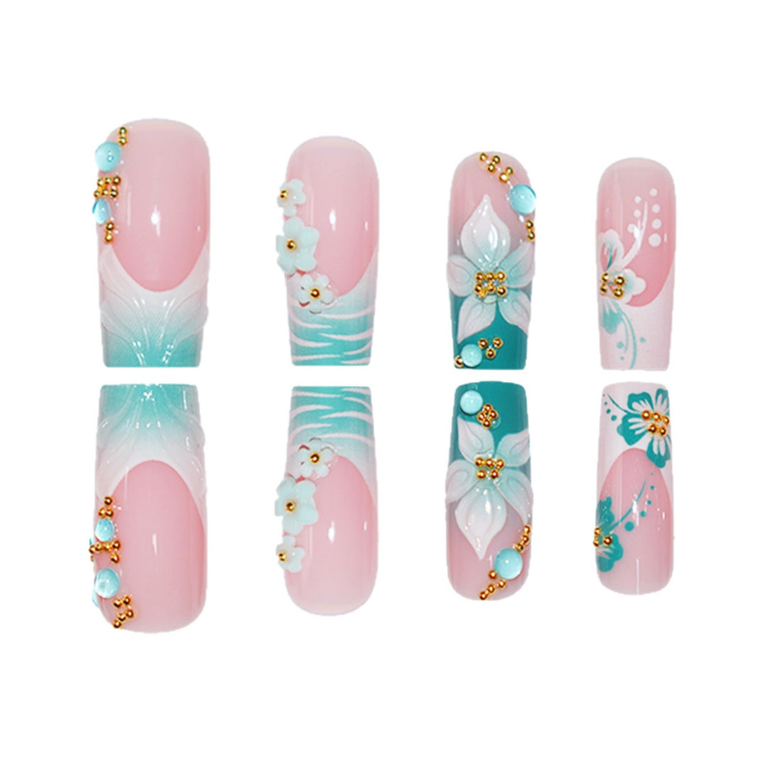 Detailed Floral Acrylic Nail Enhancements Kalsten