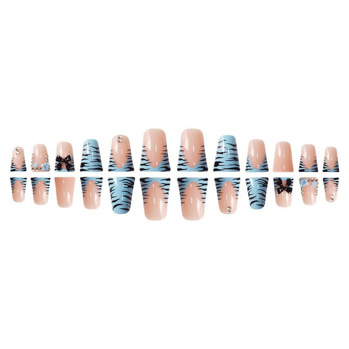 Decorative Press-On Nail Art Set with Bow and Gem Accents Kalsten