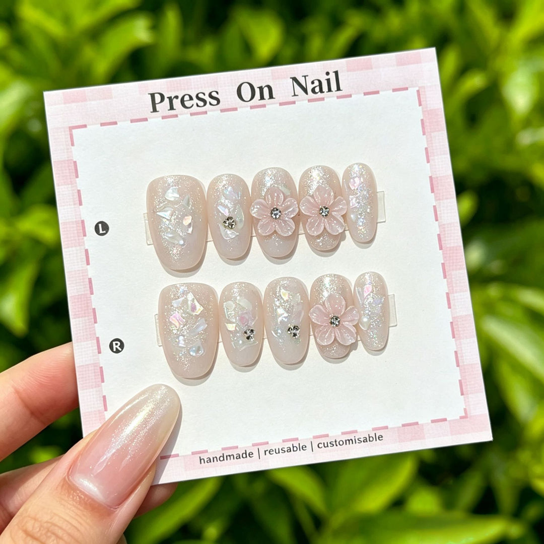 Artistic Floral Press-On Nail Set  1791773803