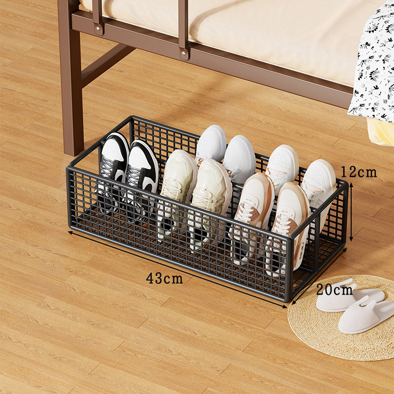 Under-Bed Metal Mesh Shoe Drawer Organizer with Multi-Compartment Dividers